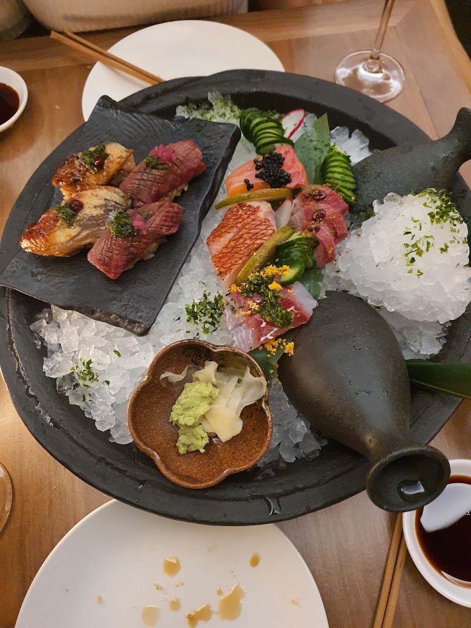 A shared table spread at Toko Restaurant